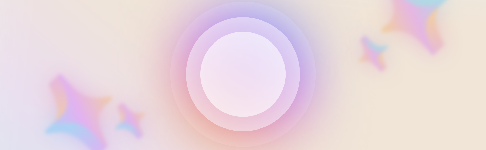 pink and blue gradient background with circles and stars