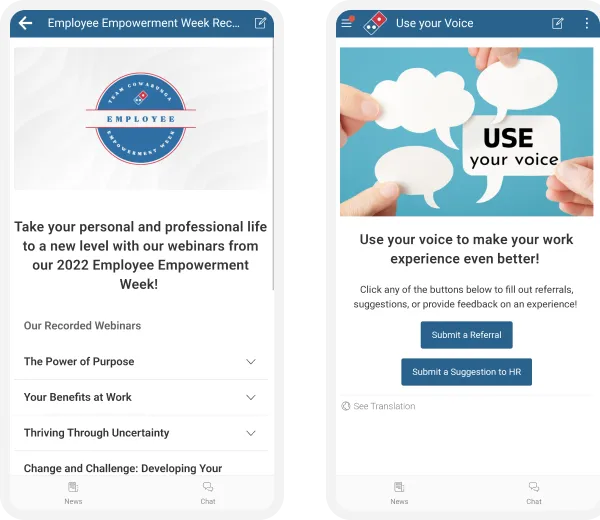 Mobile app view