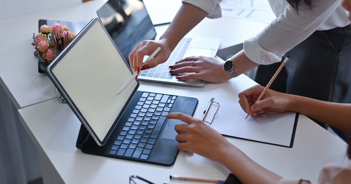 hands on a computer