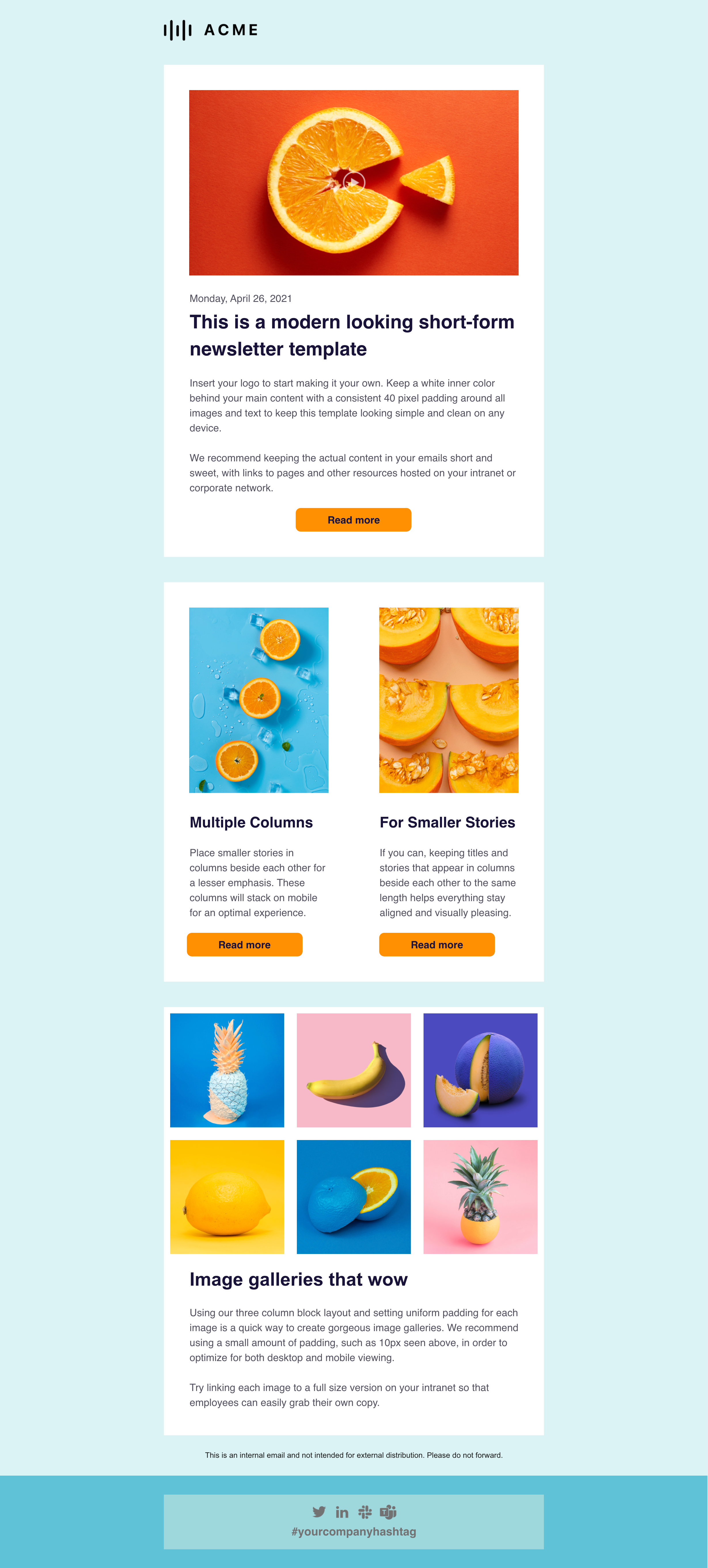 Bananatag short form employee newsletter template