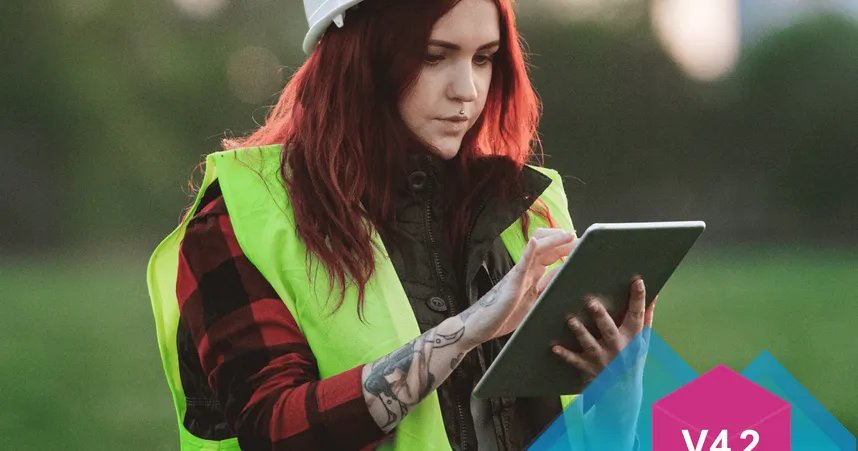 image featuring woman in a hard hat on a tablet ClearBox consulting
