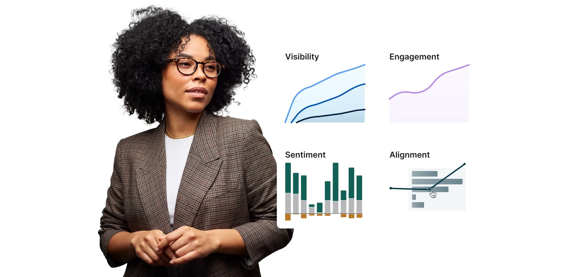 Women next to charts