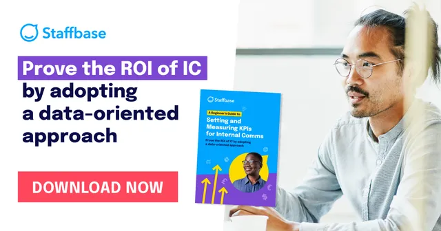 man in glasses speaking with text to prove the ROI of IC