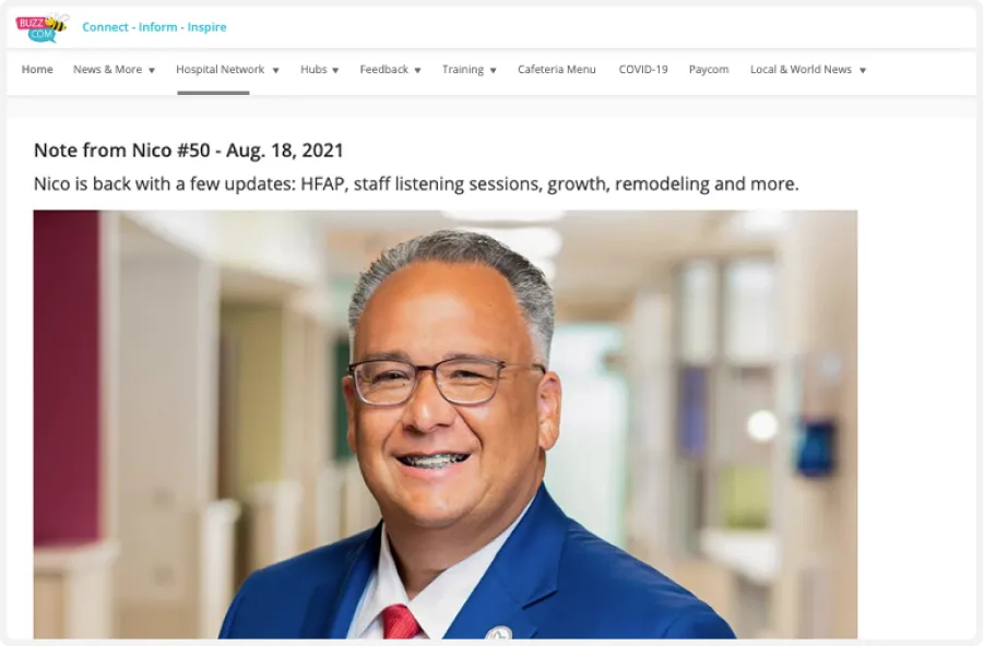 Intranet screenshot