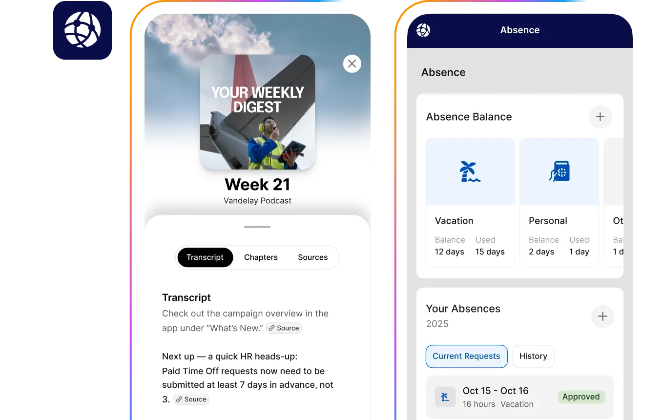 Employee app screen