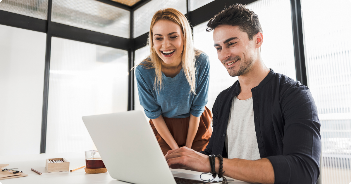 woman and man smiling