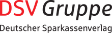 Logo of DSV Gruppe, Deutscher Sparkassenverlag, with "DSV" in red and "Gruppe" in black, followed by the full name in smaller black text.