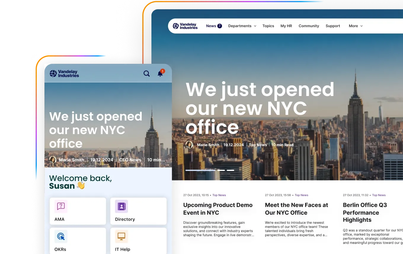 Intranet screen