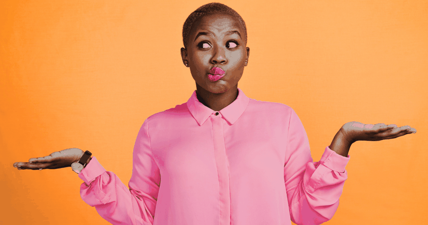 woman making thinking face