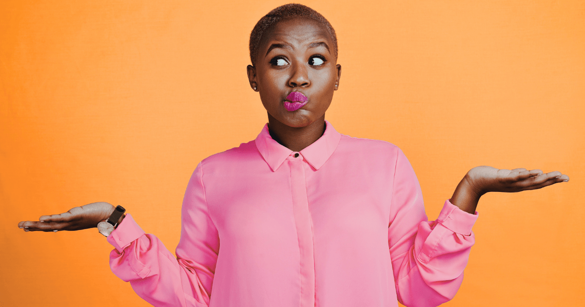 woman making thinking face