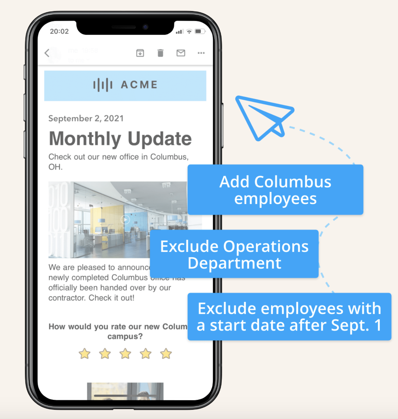 A view of a newsletter sent through Staffbase