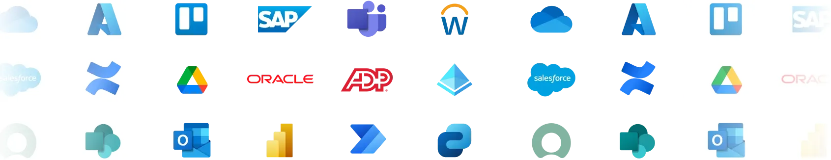 Logos of software that Staffbase can integrate with