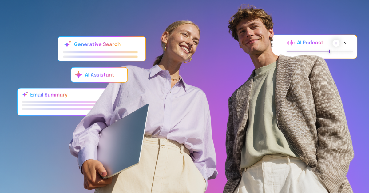 two people in workplace attire smiling