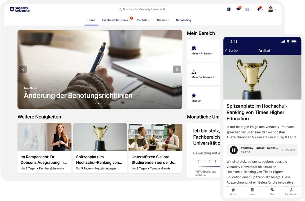 Intranet screen