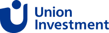 Blue logo of Union Investment with a stylized "U" and circle on the left, and the company name in bold blue text on the right.