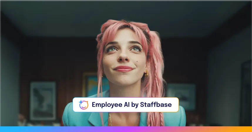 AI announcement with woman