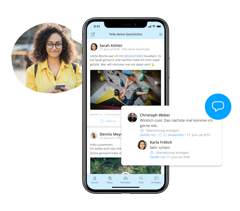 Social Wall mit Kommentare