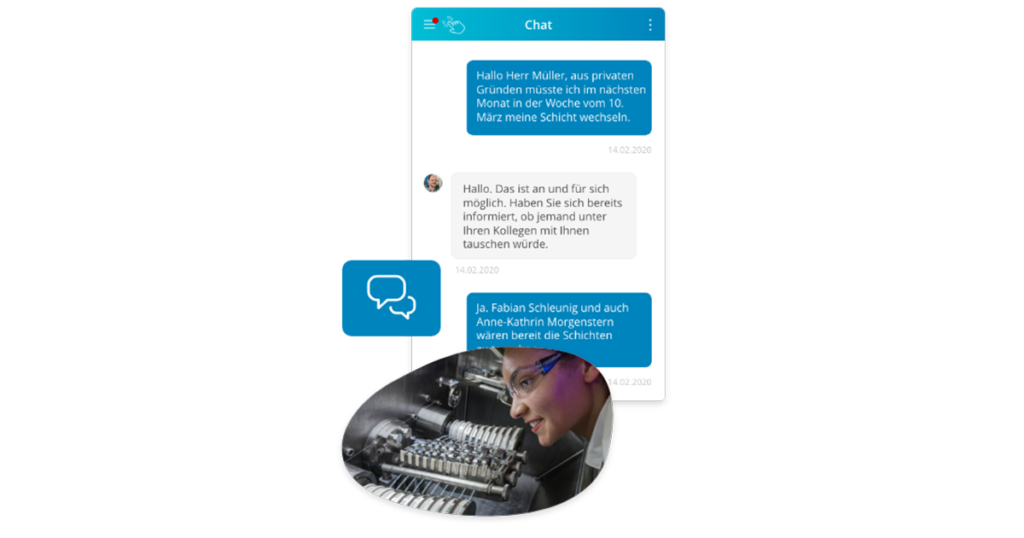 Die Chatfunktion in der Mitarbeiter-App von Heraeus