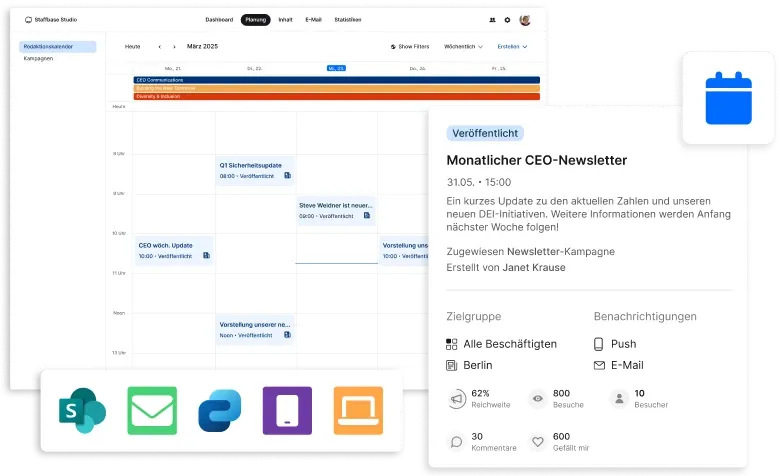 m365 & staffbase inhalt planen