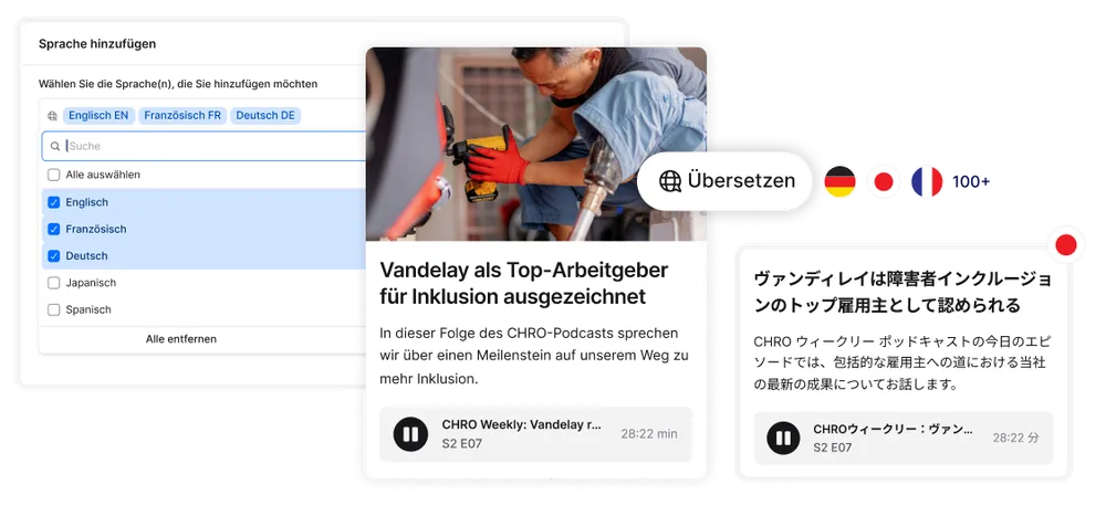 Staffbase KI übersetzung vorschau