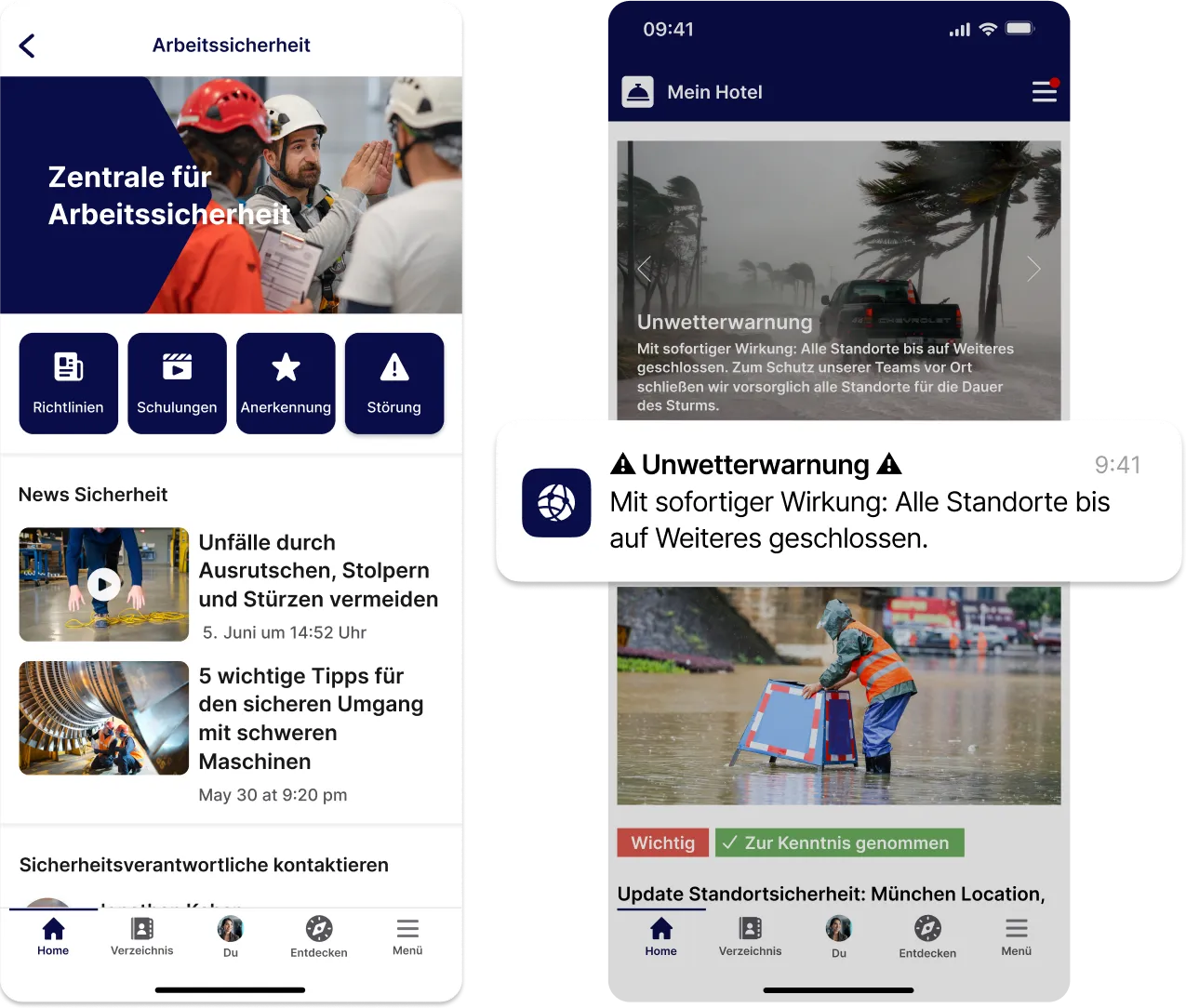 screenshots of phones depicting an emergency update