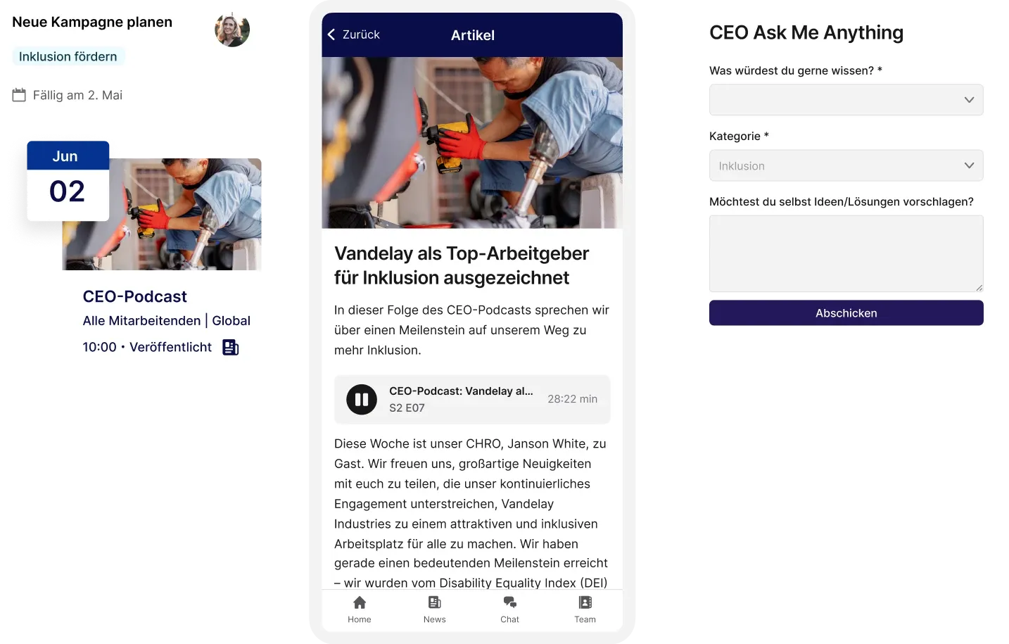 Drive change communication screen