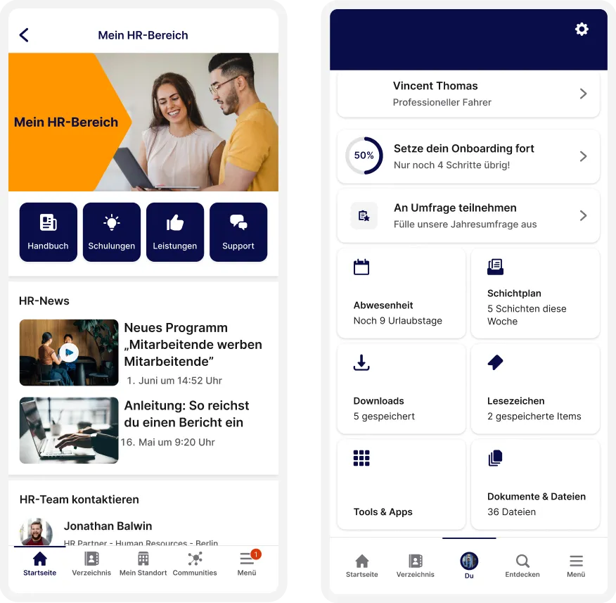 Mein HR Bereich von Staffbase
