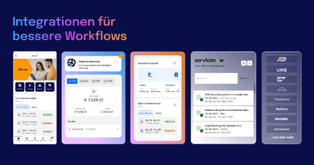 Verschiedene Integrationen in die Staffbase Plattform