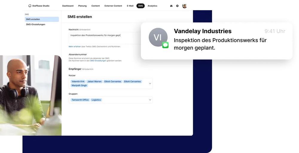 Creating SMS screen German