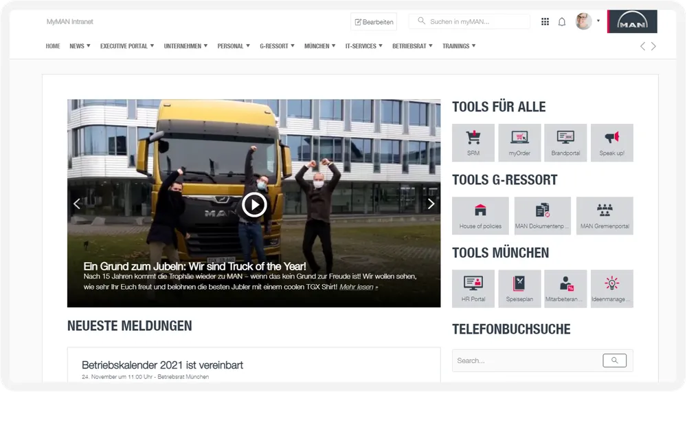 MAN Truck & Bus Intranet Vorschau