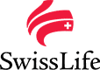 Red SwissLife logo featuring a stylized flame with a white cross, above the black text "SwissLife."