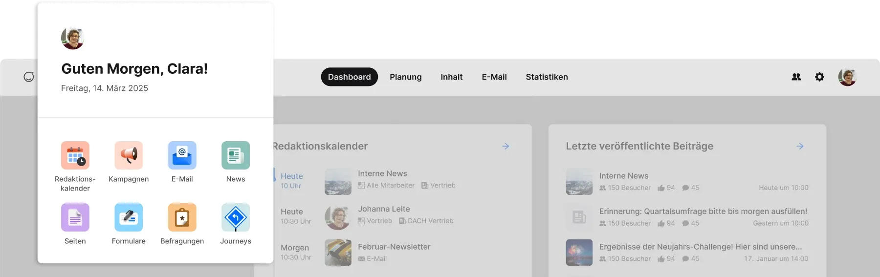 Staffbase studio dashboard