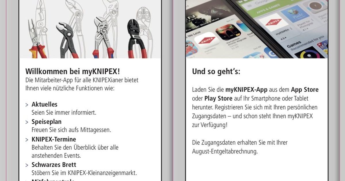 Knipex Flyer Launch Mitarbeiter-App