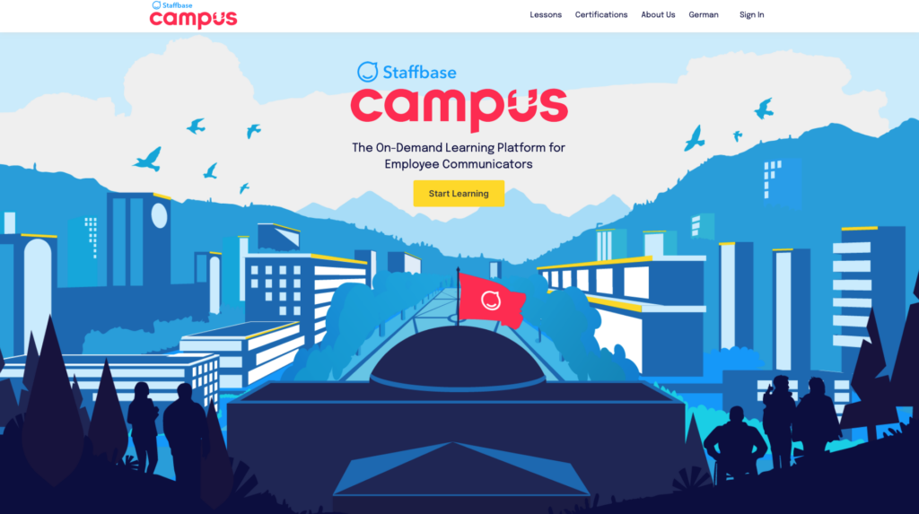 Startbildschirm der On-Demand-Lernplattform Staffbase Campus