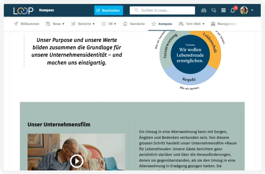 Tertianum intranet screen