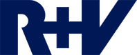 Bold, dark blue letters "RHV" on a white background, with the "R" and "H" connected at the top.