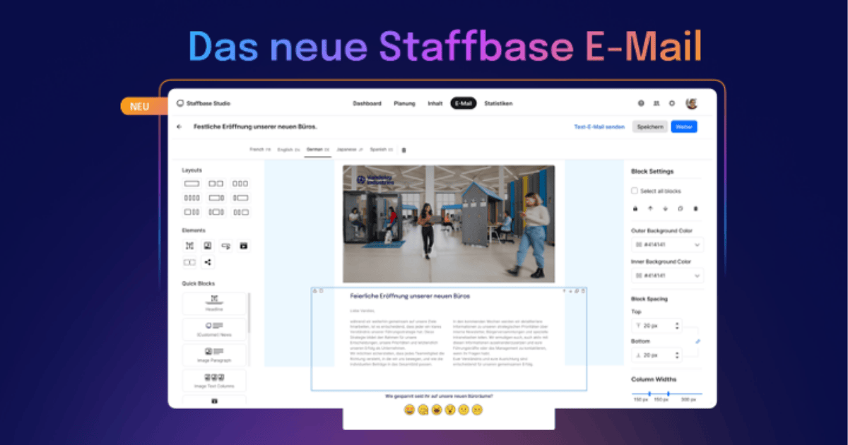 Das neue Staffbase E-Mail: Screenshot aus der Software