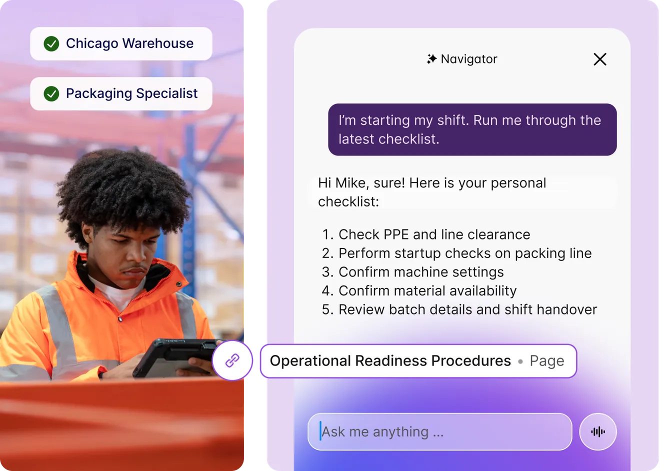 Navigator surfacing operational checklist