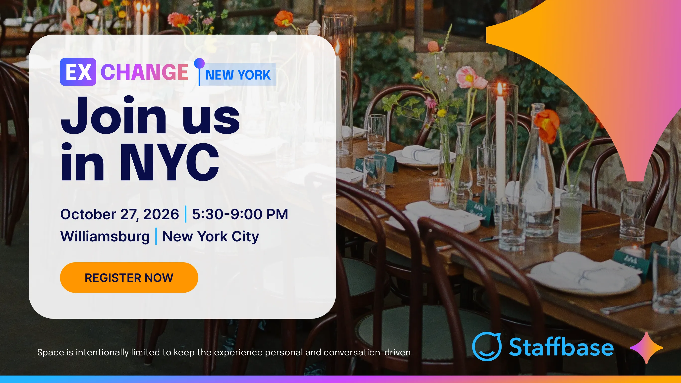 NYC event hero with restaurant