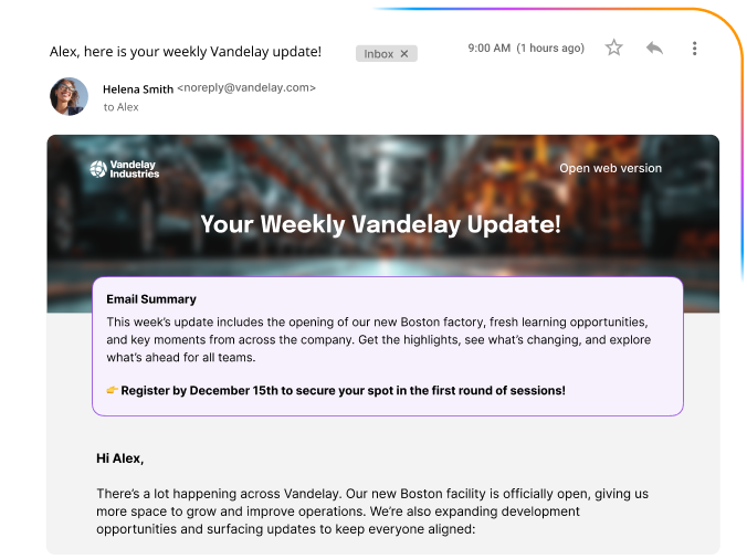 Staffbase Email AI summaries