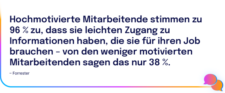 Laut Forrester haben hochmotivierte Mitarbeitenden haben leichteren Zugang zu benötigten Informationen