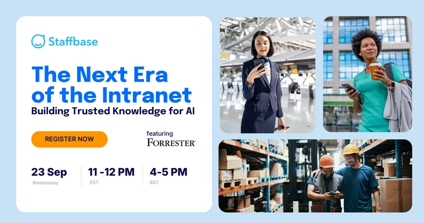 Forrester landing page graphic with professionals on mobile