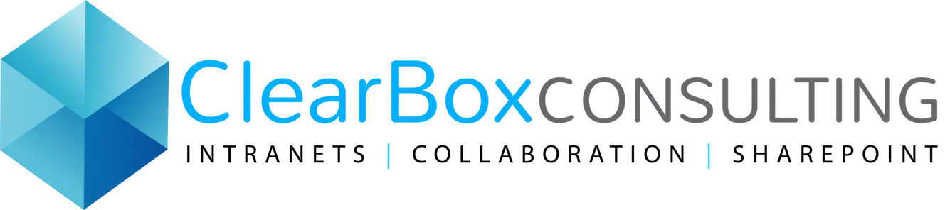 Logo for ClearBox Consulting featuring a blue geometric cube and the company name in blue and gray text.
