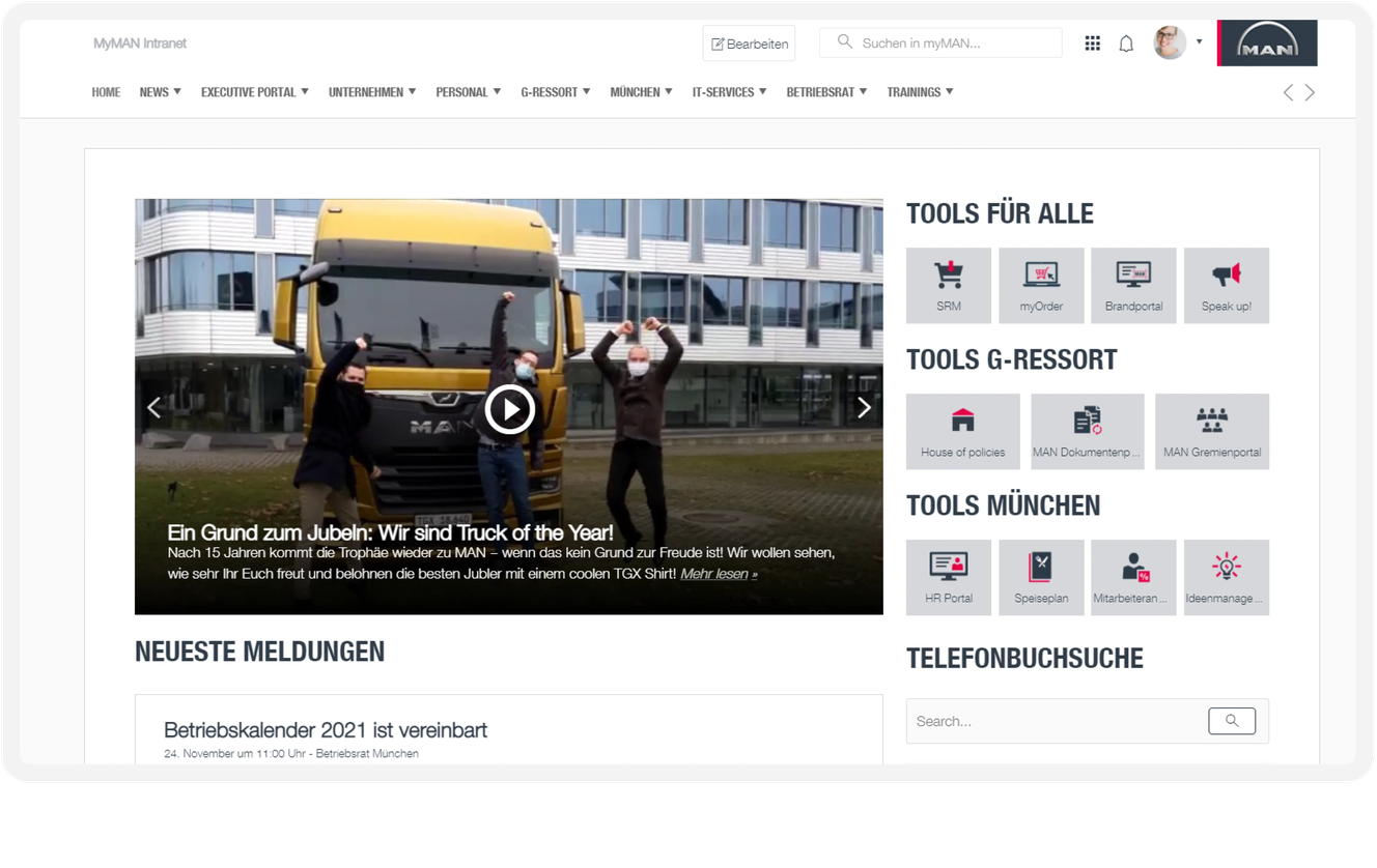 MAN Truck & Bus Intranet Vorschau
