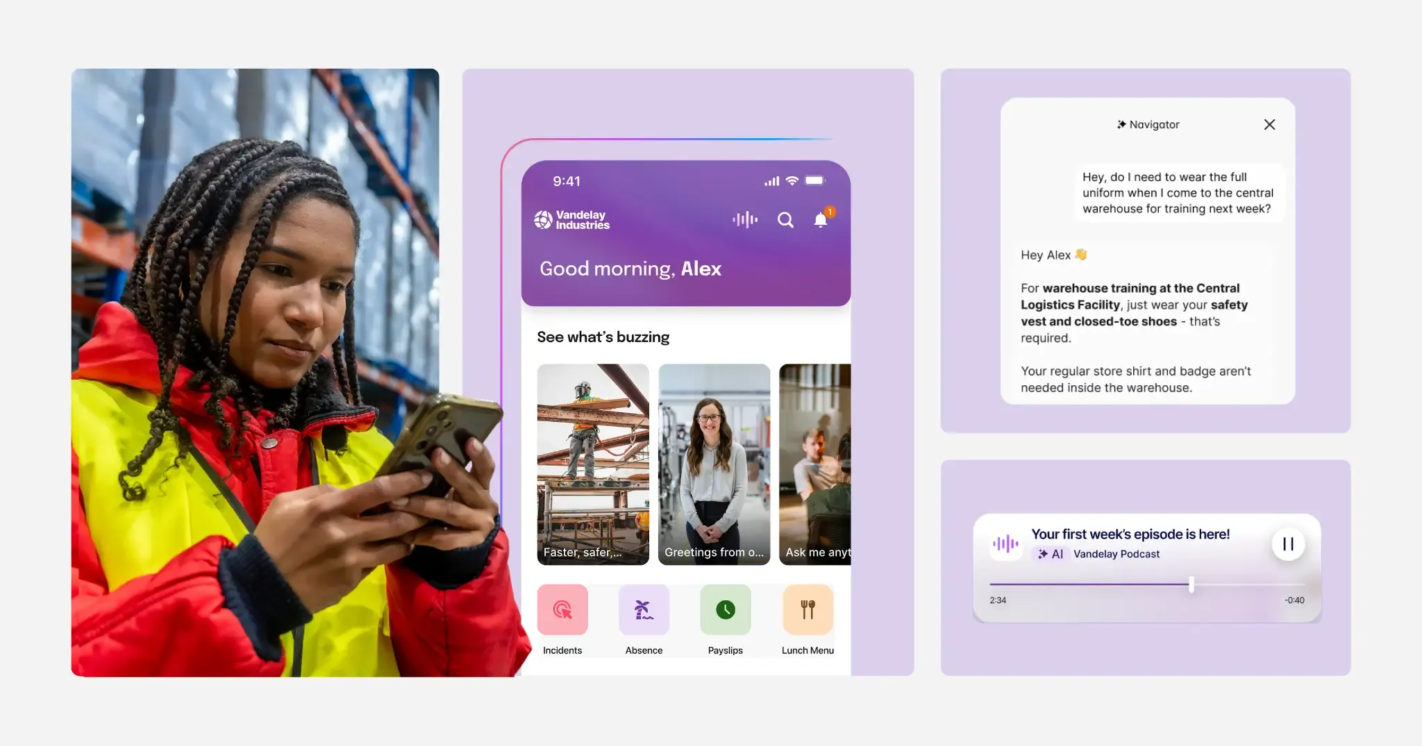 Frontline worker using an employee app on smartphone