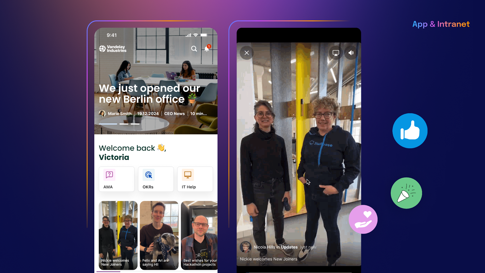 Short videos in Staffbase Employee App