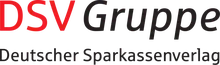 Logo of DSV Gruppe, Deutscher Sparkassenverlag, with "DSV" in red and "Gruppe" in black, followed by the full name in smaller black text.