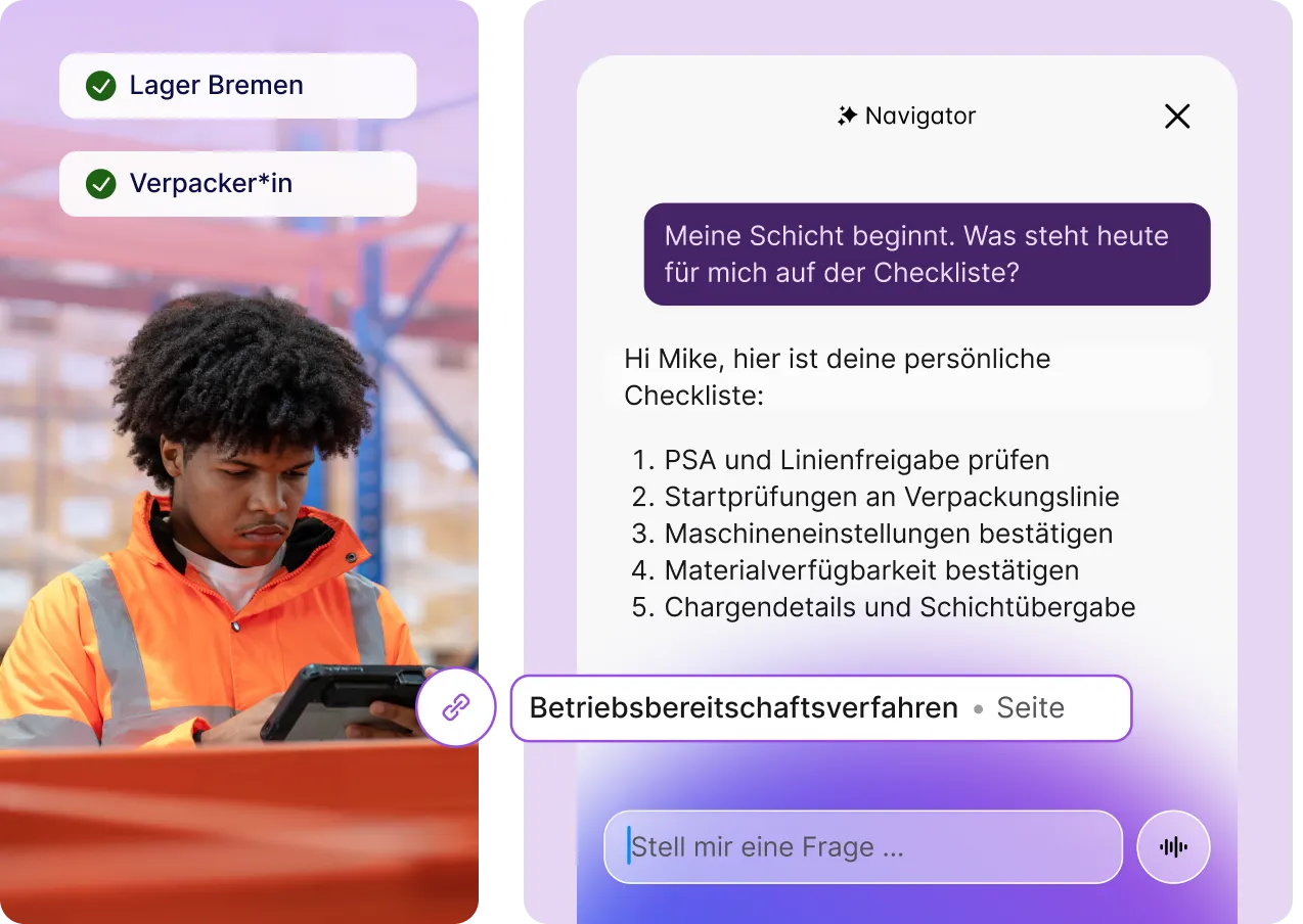 Staffbase Navigator liefert vertrauenswürdige Antworten je nach Rolle und Kontext
