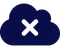 A dark blue cloud icon with a black "X" in the center, symbolizing an error or unavailable cloud service.