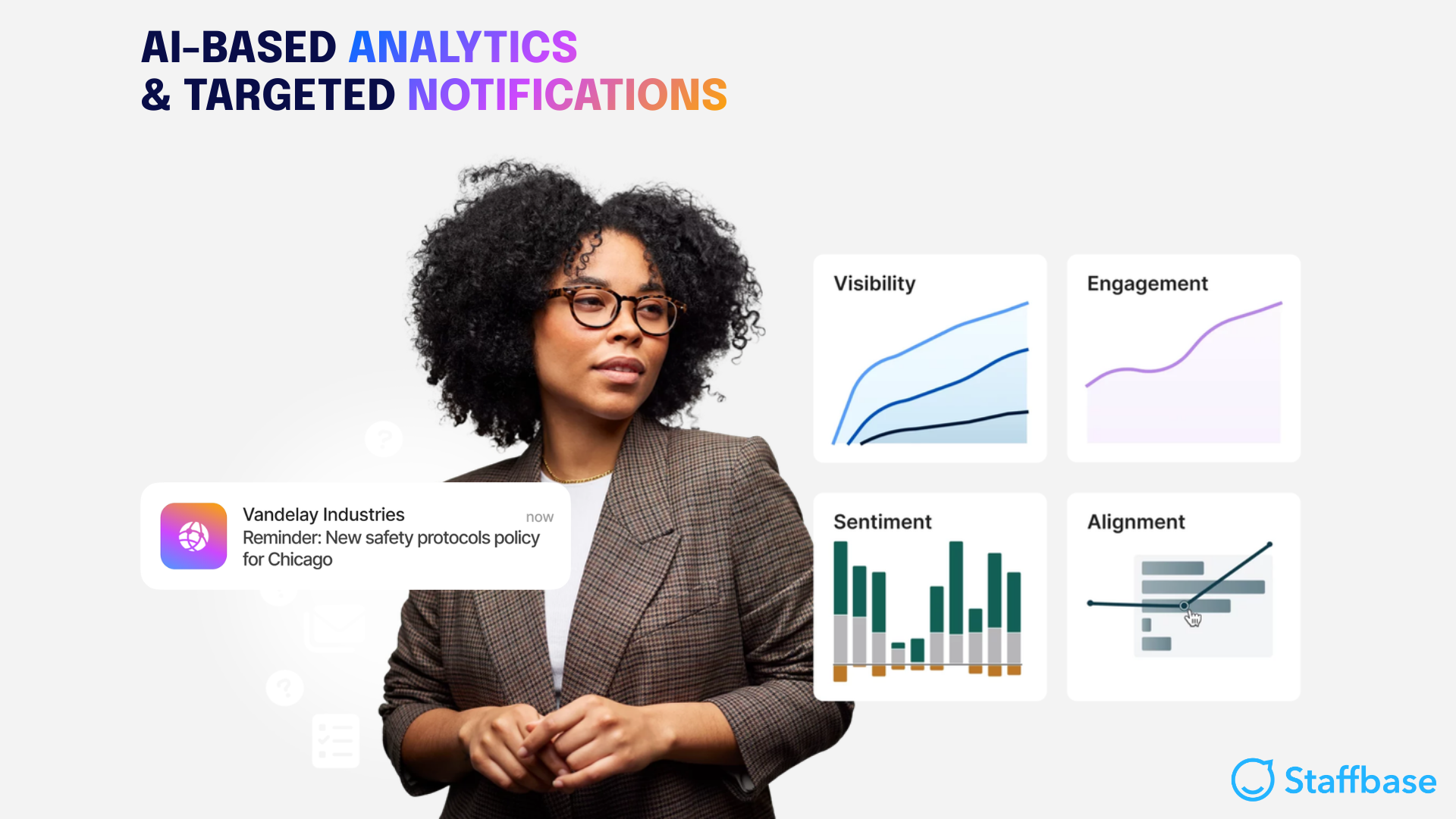essential AI intranet features image featuring staffbase AI-powered features